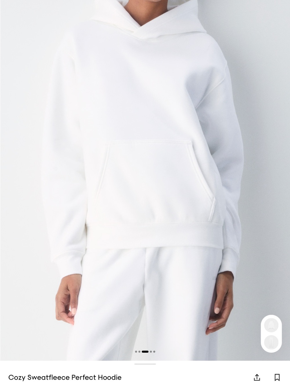 Aritzia Cozy Sweatfleece Hoodie in White